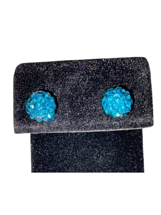 Unbranded Jewelry - Sparkling Blue Crystal Ball Stud Earrings – Rhinestone Design Lightweight & Styl